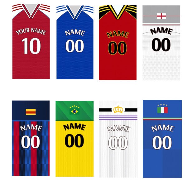 Custom Football Team Beach Towel Personalised with Your Surname and Shirt Number