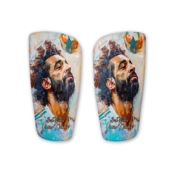 Custom Soccer Shin Guard with Personal Name for Football Fans Mohamed Salah Edition