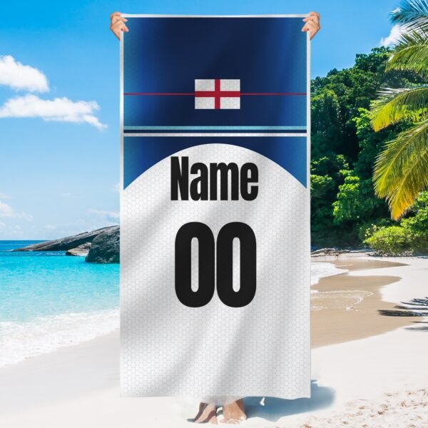 JOSH TEST - Personalised Football Team Beach Towel - Custom Name & Number, Cotton-Polyester Blend, Summer Gift